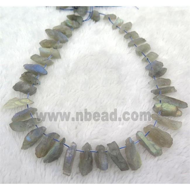 labradorite bead, freeform, top drilled