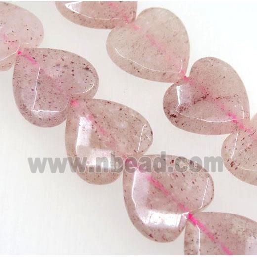 natural Strawberry Quartz beads, faceted heart