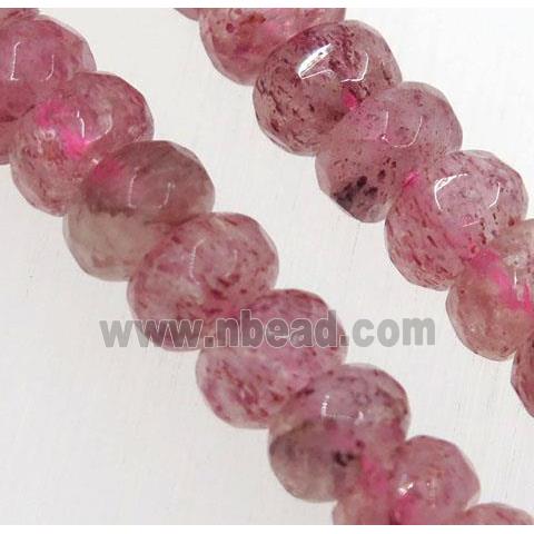 natural Strawberry Quartz beads, faceted rondelle