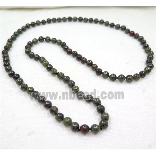 round Dragon Blood Jasper beads knot Necklace Chain