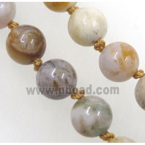 Chinese zhuye Bamboo Agate beads knot Necklace Chain