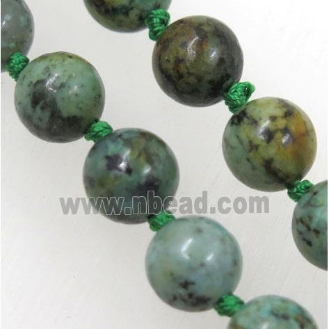 green African Turquoise beads knot Necklace Chain, round