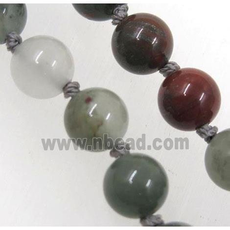 round African Bloodstone jasper beads knot Necklace Chain