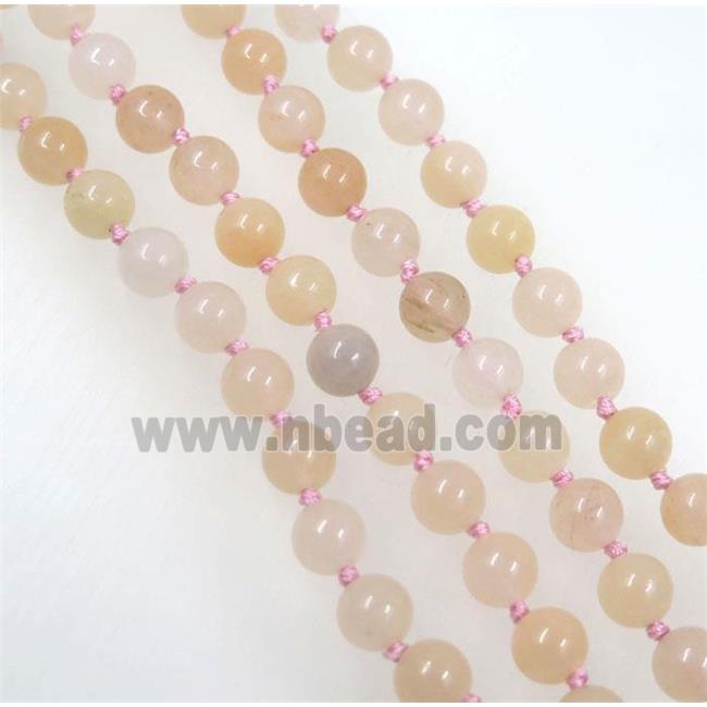 round Pink Aventurine beads knot Necklace Chain