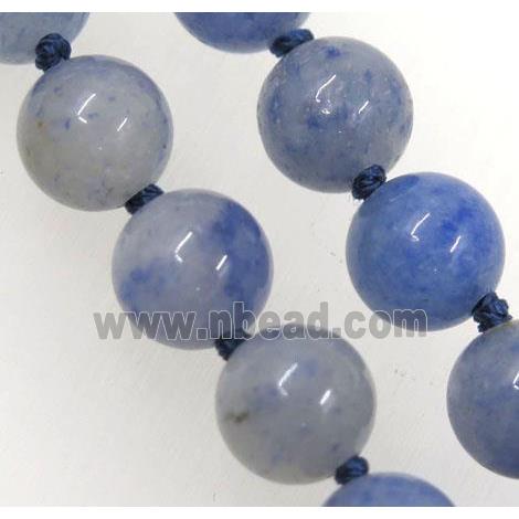 Blue Aventurine bead knot Necklace Chain, round