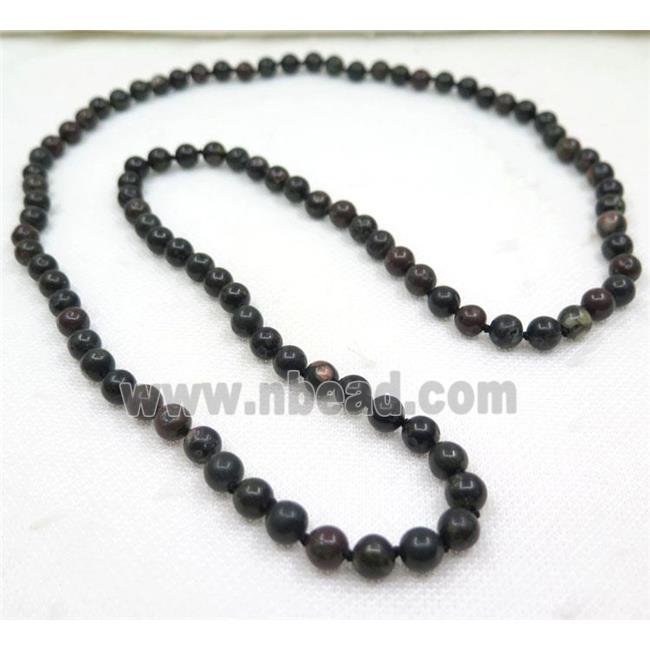 PlumBlossom Jasper Bead knot Necklace Chain, round