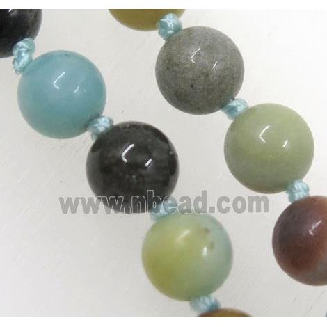 round Chinese Amazonite beads knot Necklace Chain