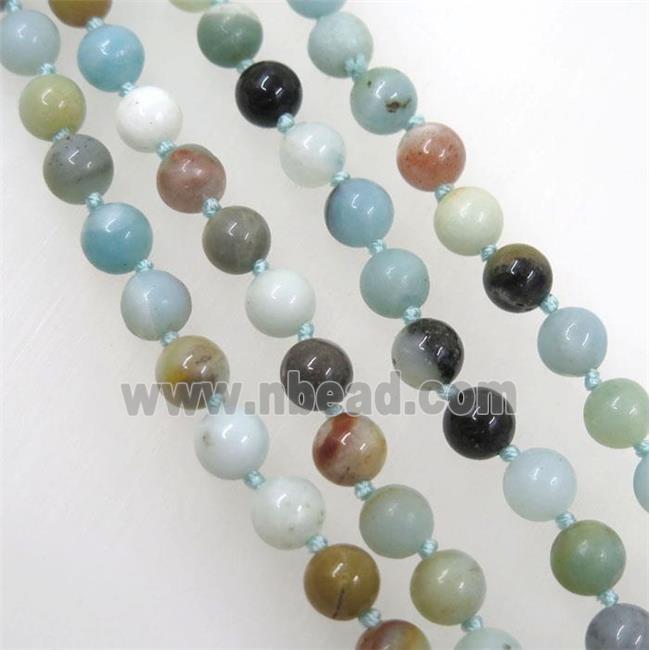 round Chinese Amazonite beads knot Necklace Chain