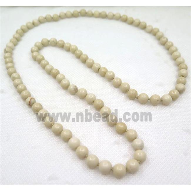 white Chinese River Jasper beads knot Necklace Chain, round