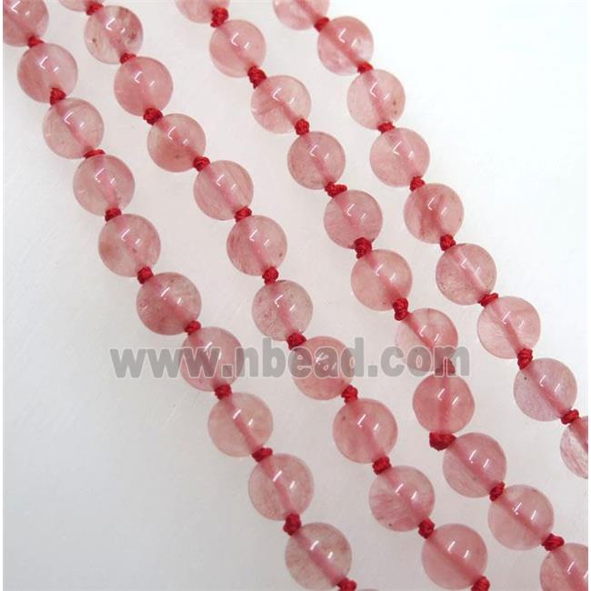 round watermelon quartz knot Necklace Chain