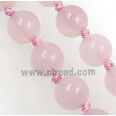 round Rose Quartz beads knot Necklace Chain