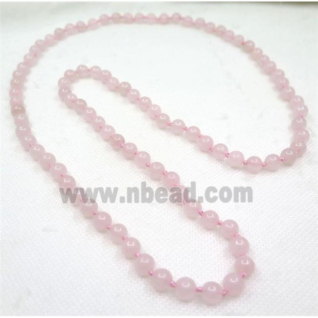 round Rose Quartz beads knot Necklace Chain