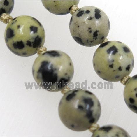 round spotted dalmatian jasper beads knot Rosary Necklace Chain