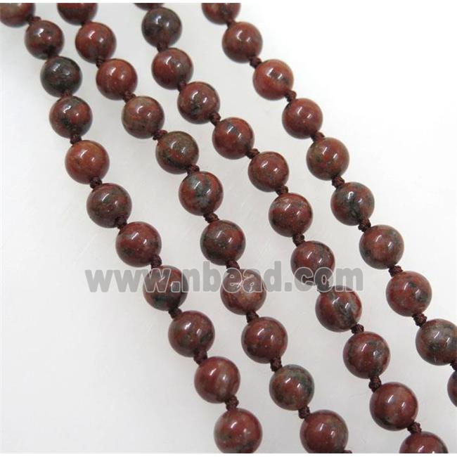 red sesame jasper beads knot Necklace Chain, round