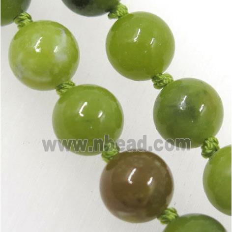 Korean Lemon Chrysoprase beads knot Necklace Chain, round