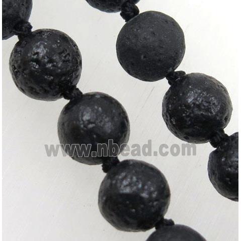 Lava stone beads knot Necklace Chain, round