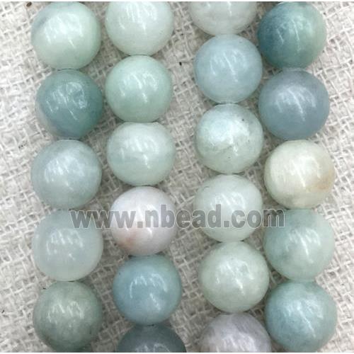 round Aquamarine beads, blue, grade B, synthetic