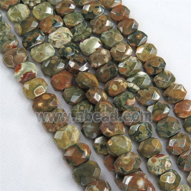 green Rhyolite beads, faceted oval