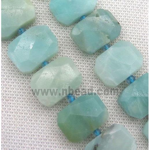 blue Amazonite beads, faceted rectangle