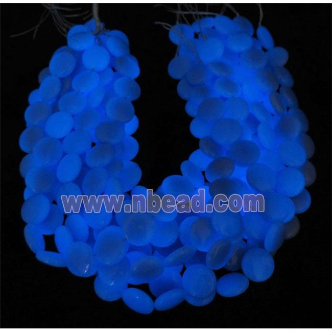 blue GlowStone beads, flatround