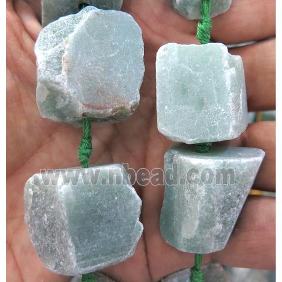 green Aventurine nugget beads, freeform, rough