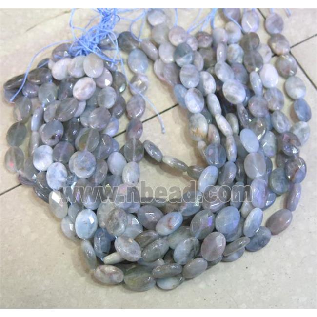 Aquamarine beads, faceted oval, blue, B-grade