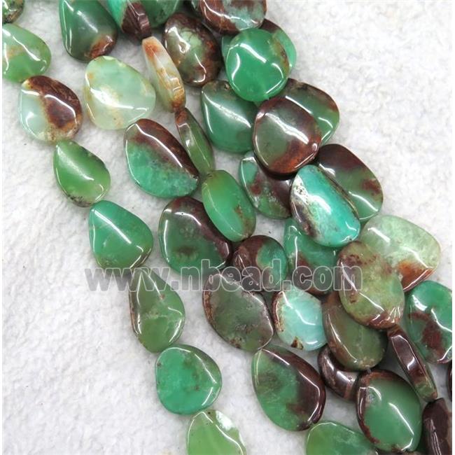 green Australian Chrysoprase slice beads, freeform