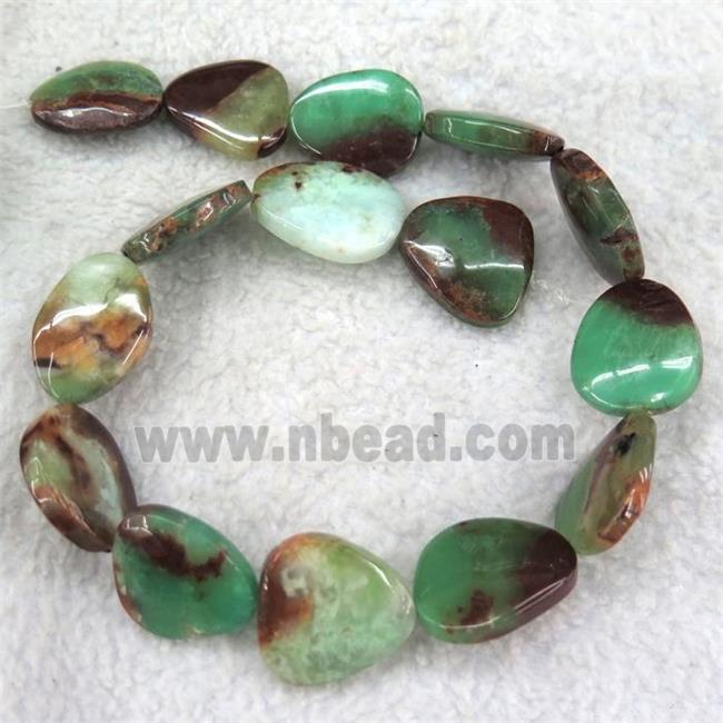 green Australian Chrysoprase slice beads, freeform