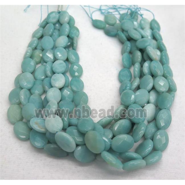 Amazonite bead, faceted oval, A-grade