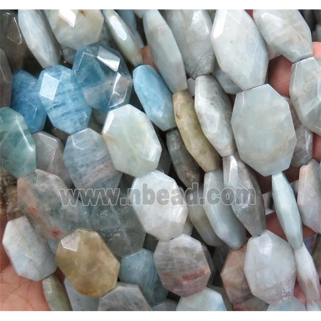 Aquamarine slice beads, faceted freeform