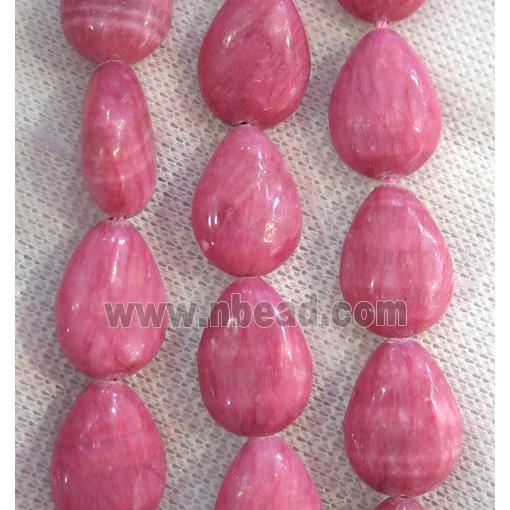 Chinese Rhodonite teardrop beads, dye pink