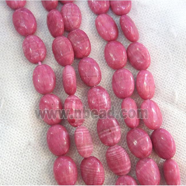 Chinese Rhodonite oval beads, dye pink