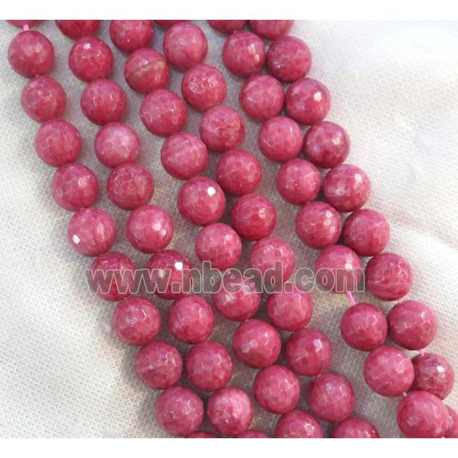 Chinese Rhodochrosite Beads Pink Dye Faceted Round