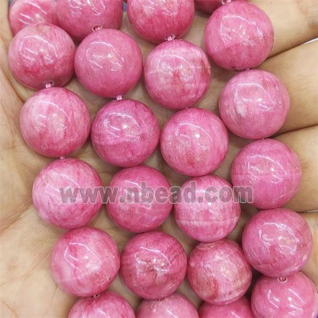 Chinese Rhodochrosite Beads Pink Dye Smooth Round