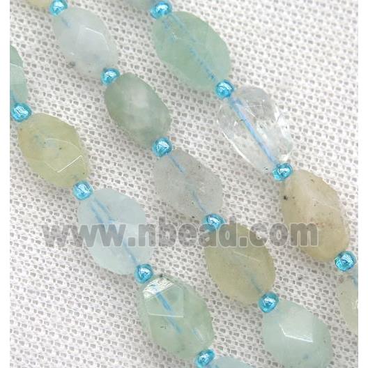 Aquamarine nugget beads, faceted freeform