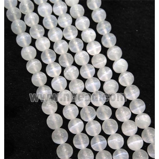 round Calcite beads, white