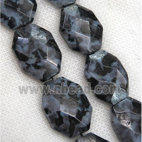 black Feldspar slice beads, faceted freeform