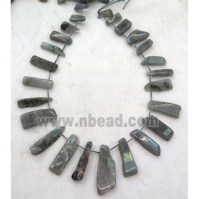 Labradorite stick beads, topdrilled