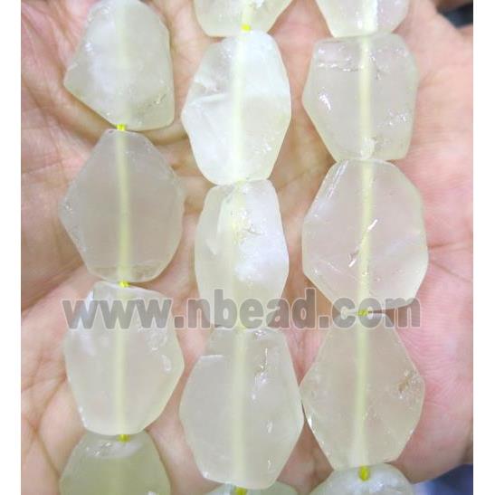 matte Lemon Quartz slice beads, flat freeform