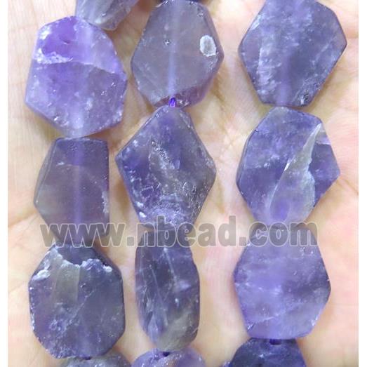 matte Dogtooth Amethyst slice beads, flat freeform