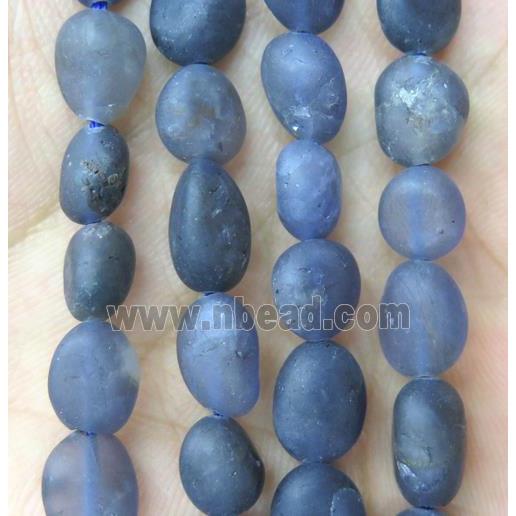 matte iolite beads chips, freeform, darkblue