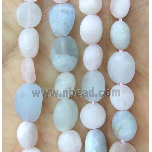 matte Morganite chip beads, freeform, multi color