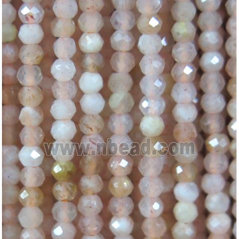 faceted round tiny orange SunStone beads