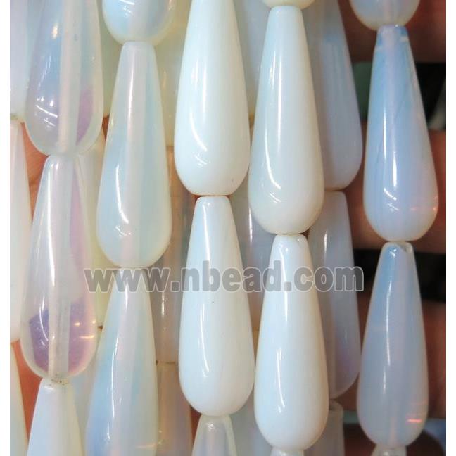 white opalite bead, teardrop