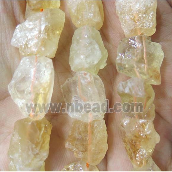 golden Citrine nugget chip beads, freeform, rough