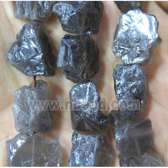 Smoky Quartz nugget chip beads, freeform, rough