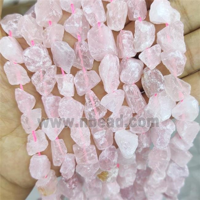 Rose Quartz nugget chip beads, freeform, rough