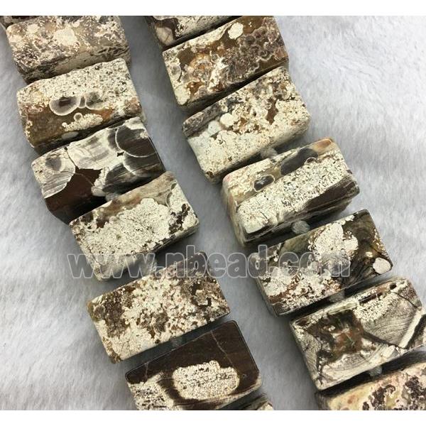 white ocean jasper beads, rectangle