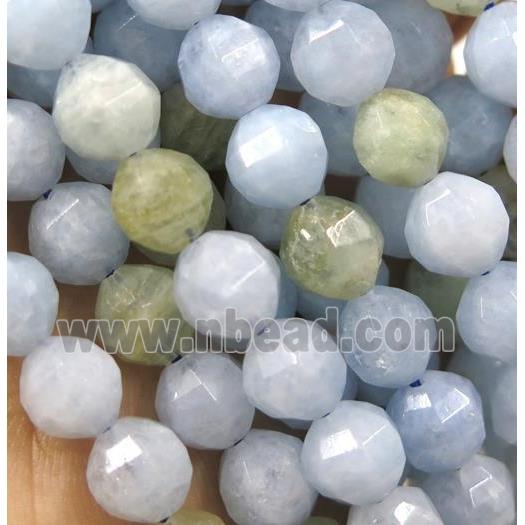 Aquamarine beads, Pumpkin, faceted round