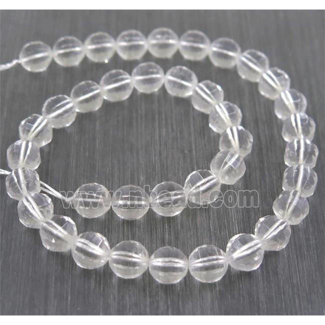 white Clear Quartz beads, Pumpkin, faceted round